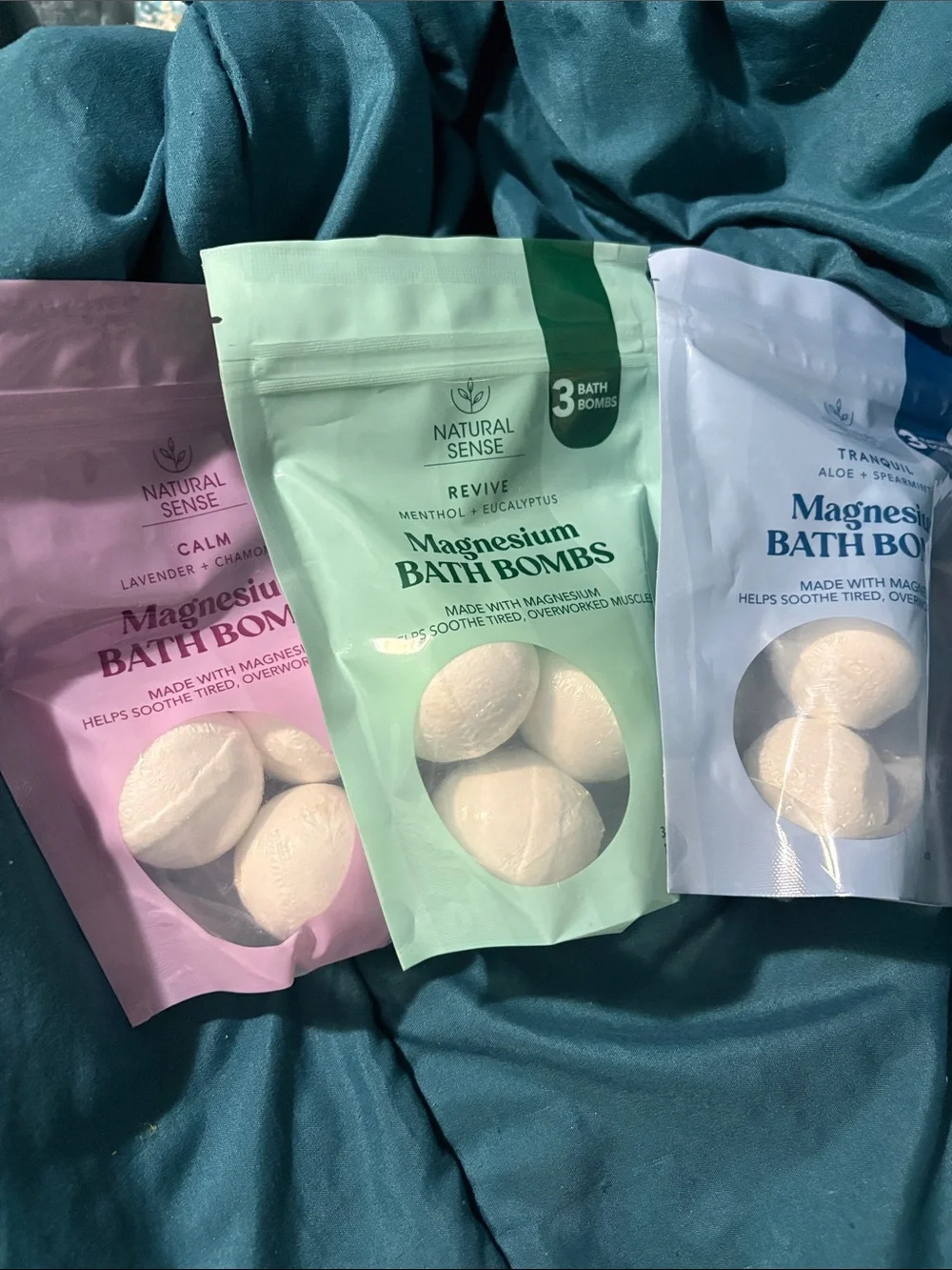 Magnesium Bath Bombs - Calm, Tranquil (aloe & Spe& Revive (Menthol & Eucalyptus)